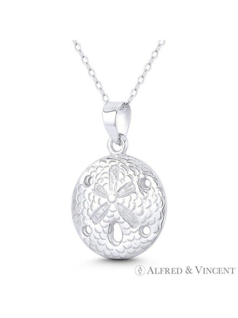 Sand Dollar Ocean Sealife Charm Pendant in .925 Sterling Silver